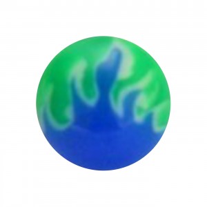 Boule Piercing Langue Acrylique Flamme Bleu / Vert
