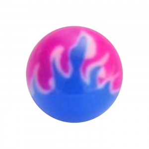 Boule Piercing Langue Acrylique Flamme Bleu / Rose