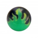 Green/Black Flame Acrylic Tongue Piercing Only Ball