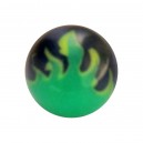 Zungenpiercing-Kugel Acryl Flamme Gr&uuml;n / Schwarz