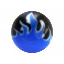 Kugel Piercing Zunge Acryl Flamme Blau / Schwarz