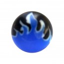 Zungenpiercing-Kugel Acryl Flamme Blau / Schwarz