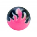 Zungenpiercing-Kugel Acryl Flamme Rosa / Schwarz