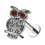 Knorpel-Piercing Stahl 316L Eule Rote Augen Metallisiert