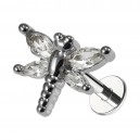 Knorpel-Piercing Stahl 316L Libelle 4 Weiße Strass Metallisiert