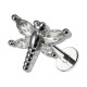 Knorpel-Piercing Stahl 316L Libelle 4 Weiße Strass Metallisiert
