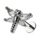 Metallized 4 White Strass Dragonfly 316L Steel Cartilage Piercing