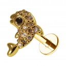 Knorpel-Piercing Stahl 316L Fisch Auge Schwarz Golden