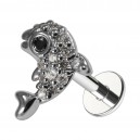 Knorpel-Piercing Stahl 316L Fisch Auge Schwarz Metallisiert