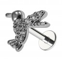 Knorpel-Piercing Stahl 316L Vogel 8 Wei&szlig;e Strass Metallisiert