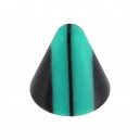 Green/Black Vertical Stripes Acrylic Rounded Piercing Cone