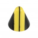 Yellow/Black Vertical Stripes Acrylic Rounded Piercing Cone