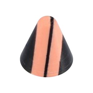 Piercing Kegel Abgerundet Acryl Vertikale Streifen Orange / Schwarz