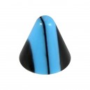 Blue/Black Vertical Stripes Acrylic Rounded Piercing Cone