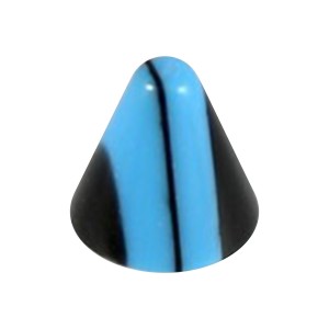 Piercing Kegel Abgerundet Acryl Vertikale Streifen Blau / Schwarz