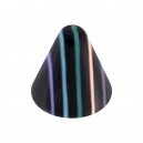 Multicolor/Black Vertical Stripes Acrylic Rounded Piercing Cone
