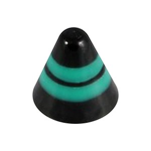 Green/Black Horizontal Stripes Acrylic Rounded Piercing Cone