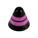 Pink/Black Horizontal Stripes Acrylic Rounded Piercing Cone