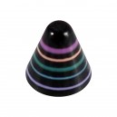 Multicolor/Black Horizontal Stripes Acrylic Rounded Piercing Cone
