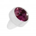 Einzelner Piercing-Aufsatz Push-Fit Bioflex Weiß Strass Lila