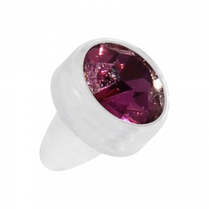 Einzelner Piercing-Aufsatz Push-Fit Bioflex Wei&szlig; Strass Lila