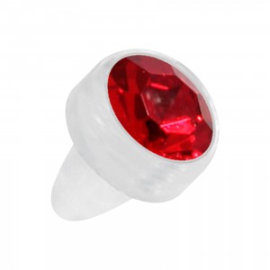 Einzelner Piercing-Aufsatz Push-Fit Bioflex Wei&szlig; Strass Rot