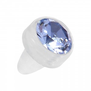 Einzelner Piercing-Aufsatz Push-Fit Bioflex Wei&szlig; Strass Hellblau