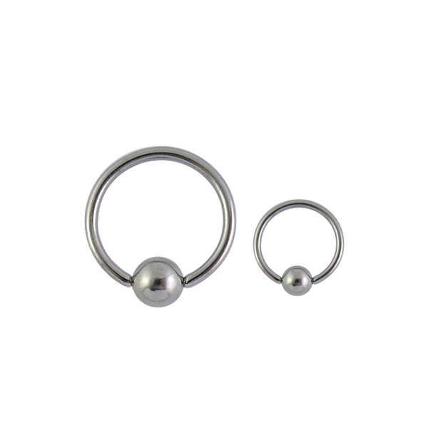 Titan Piercing Schmuck BCR Brust Ring 1,6mm mit Dreier-Klemmkugel 7-14mm Größe 