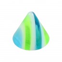 Einzelne Piercing-Spitze Acryl Blau / Gr&uuml;n Bonbon