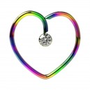 Daith-Piercing Herz Stahl 316L Eloxiert Mehrfarbig Strass Wei&szlig;