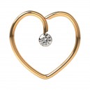 Daith-Piercing Herz Stahl 316L Eloxiert Golden Rosa Strass Wei&szlig;