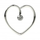 Daith-Piercing Herz Stahl 316L Metallisiert Strass Wei&szlig;