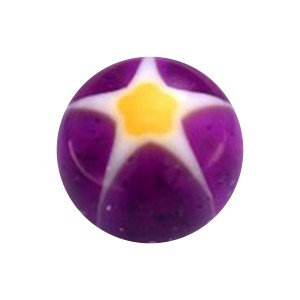 Acrylic Piercing Only Ball with Purple/Yellow Star & Flower