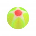 Acrylic Piercing Only Ball with Green/Pink Star & Flower