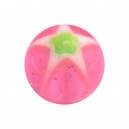 Acrylic Piercing Only Ball with Pink/Green Star & Flower