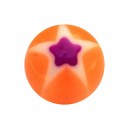 Acrylic Piercing Only Ball with Orange/Purple Star & Flower