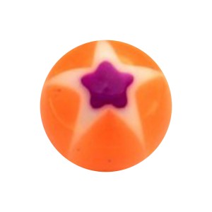 Boule de Piercing Acrylique Etoile & Fleur Orange / Violet
