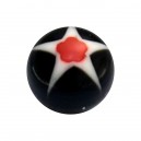 Acrylic Piercing Only Ball with Black/Red Star & Flower