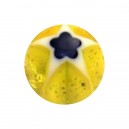 Acrylic Piercing Only Ball with Yellow/Black Star & Flower