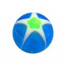 Acrylic Piercing Only Ball with Blue/Green Star & Flower