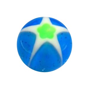 Boule de Piercing Acrylique Etoile & Fleur Bleu / Vert