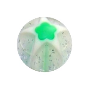 Acrylic Piercing Only Ball with White/Green Star & Flower