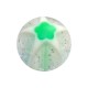 Acrylic Piercing Only Ball with White/Green Star & Flower