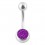Navel Belly Button Ring w/ Balls & Purple Swarovski Diamonds
