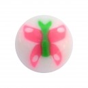 Boule pour Piercing Langue Acrylique Papillon Vert / Rose
