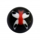 Red/White Butterfly Acrylic Only Ball for Tongue Piercing
