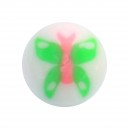 Boule pour Piercing Langue Acrylique Papillon Rose / Vert