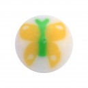 Bola para Piercing Lengua Acrílico Mariposa Verde / Amarillo