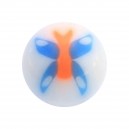 Boule pour Piercing Langue Acrylique Papillon Orange / Bleu