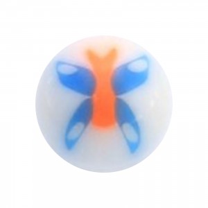 Orange/Blue Butterfly Acrylic Only Ball for Tongue Piercing